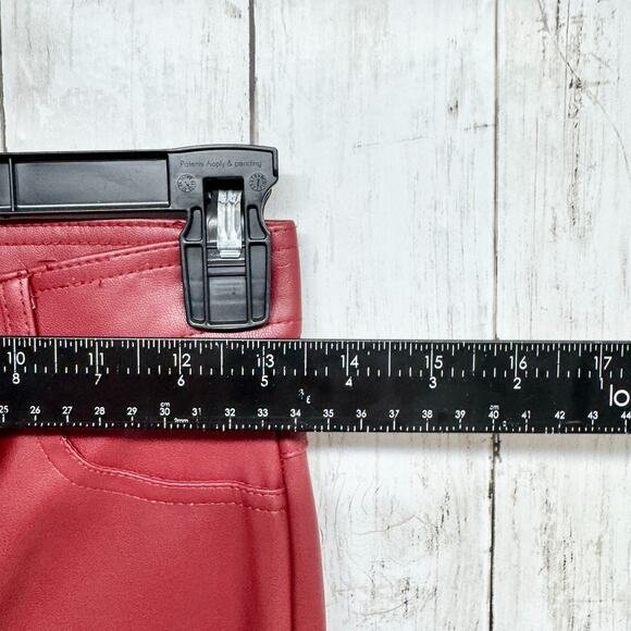 Zara Pants Women Size Small Red Faux Leather High Rise Skinny Zip Fly Pockets - Picture 4 of 8